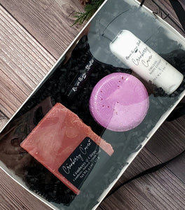 Cranberry Coven Gift set with Sugar scrub, soap, lotion and lip balm.