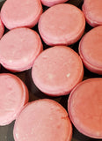 Pink shampoo bar scented in black raspberry vanilla