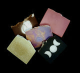 Variety of soap bar samples.