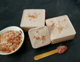 Pink Himalayan Salt Soap. Pink Soap with pink salt on top.