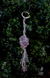 Macrame Crystal Keychain. Rose Quartz with natural cording.