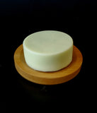 Honey colored slated bamboo soap dish, circle shape