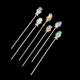 Genuine Crystal Hair Pins on silver and gold colored, metal alloy hair stick