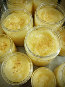 Pumpkin infused emulsified sugar scrub with eco glitter on top