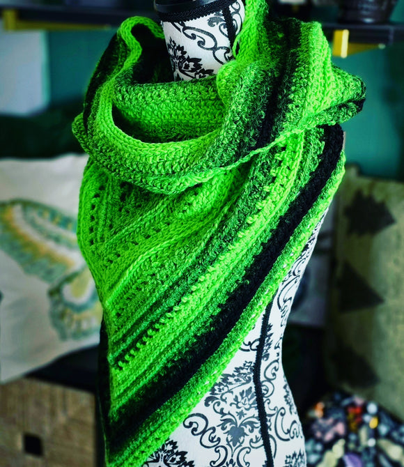 Crochet Hooded Scarf - UV Reactive
