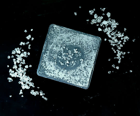 Banish Sea Salt Soap Black with seal salt on top