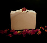 Charm artisan soap pink soap with rose petals on top