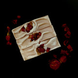 Charm artisan soap pink soap with rose petals on top