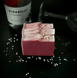 Soiree artisan soap. Pink soap with white sugar pearls and jojoba beads