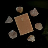 Rose Quartz Artisan Soap. Pink soap with white mica lines.