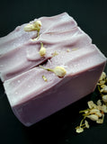 Bloom Magick artisan soap purple with jasmine flowers on top