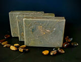 Tiger's eye gemstone soap. Brown soap with black and gold swirl