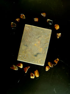 Tiger's eye gemstone soap. Brown soap with black and gold swirl