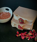 Charm artisan soap pink soap with rose petals on top