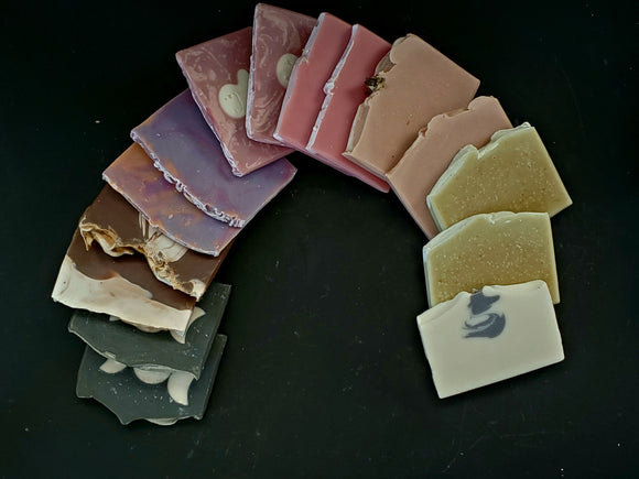 Variety of soap bar samples.