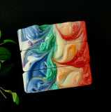 Rainbow Energy Soap. Rainbow swirled soap.