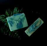 Virgo Astrology Soap. Green swirled soap with virgo astrology sign stamped on the front