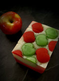 Apple Sage artisan soap Red and green ombre with  red and green soap apples on top