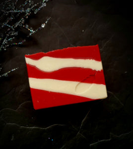 Red and white soap bar, peppermint scent