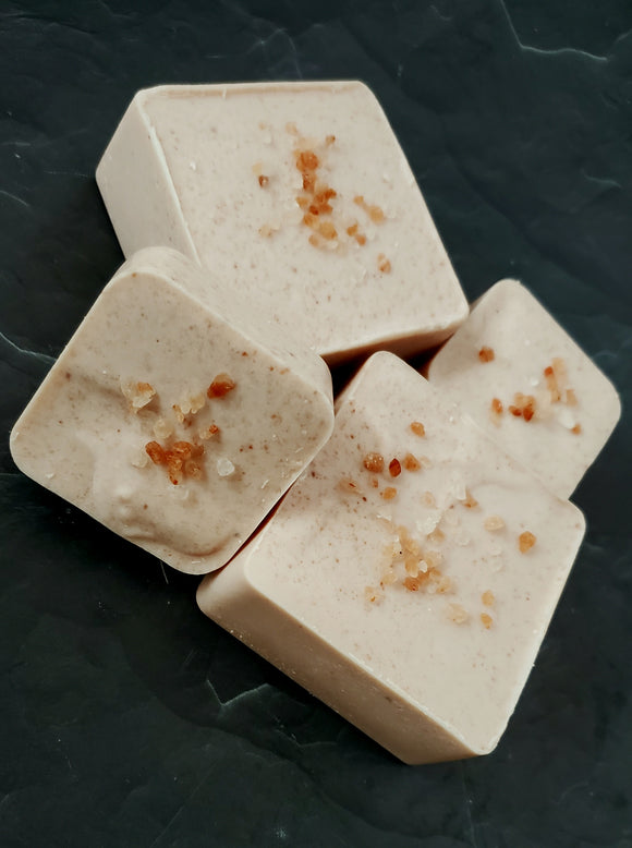 Pink Himalayan Salt Soap. Pink Soap with pink salt on top.