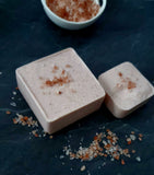 Pink Himalayan Salt Soap. Pink Soap with pink salt on top.