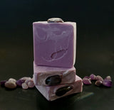 genuine chevron amethyst soap. Purple soap with amethyst on top