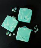 Genuine Amazonite soap. Teal soap with amazonite on top