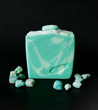 amazonite crystal soap. Teal soap with amazonite on top