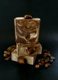 Tiger's eye crystal soap brown and gold swirled soap 