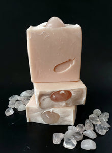 Rose Quartz Crystal soap. Pink soap with crystal on top