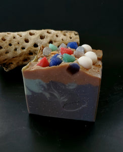 Blue ocean soap with soap gems on top