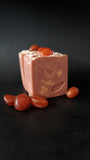 Carnelian Crystal Soap Red and gold swirl soap bar with crystal on top