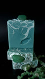 Green soap with white swirls,  genuine aventurine  crystal