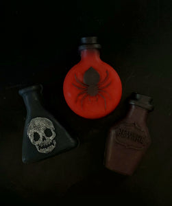 Set of three glycerin soap potion bottle shapes