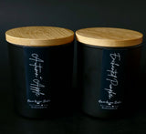 Black  matte pumpkin scented  candle with  bamboo lid