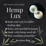 Infographic about hemp seed oil bath bomb