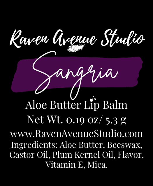 Sangria aloe butter lip balm label