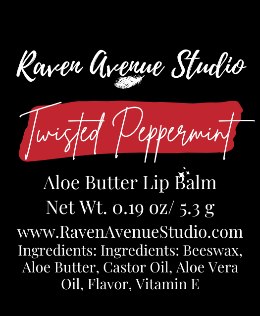 Twisted Peppermint Aloe Butter Lip Balm Label
