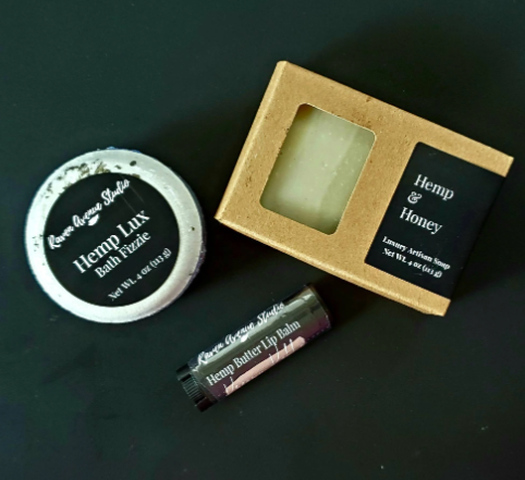 Hemp Body Box, hemp soap, bath bomb and lip balm