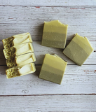 green layered hemp seed oil soap