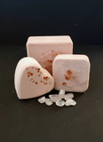 Pink Himalayan Salt Soap. Pink Soap with pink salt on top. 2 sizes with matching heart bath bomb